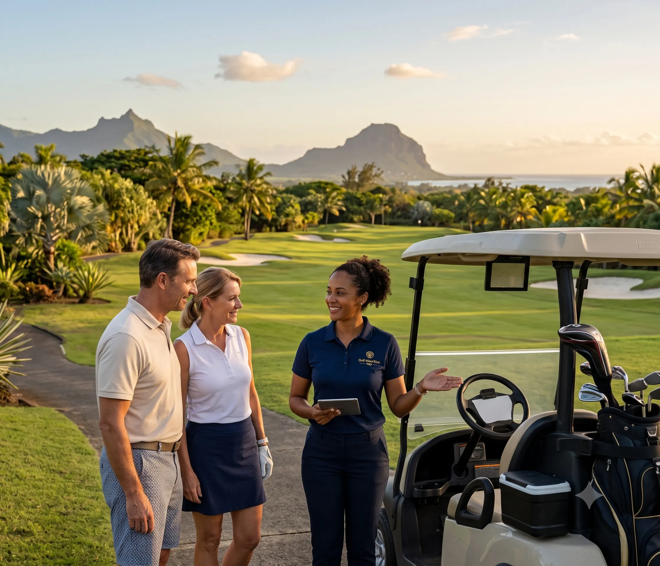 Golf Mauritius Pro Concierge on the course with clients